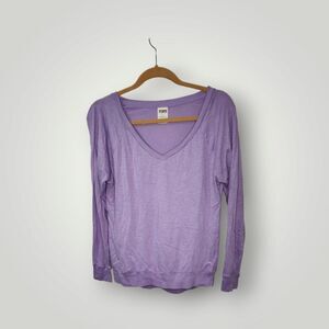 Pink Victoria Secret Light Purple V-Neck Long Sleeve Top Women’s Small